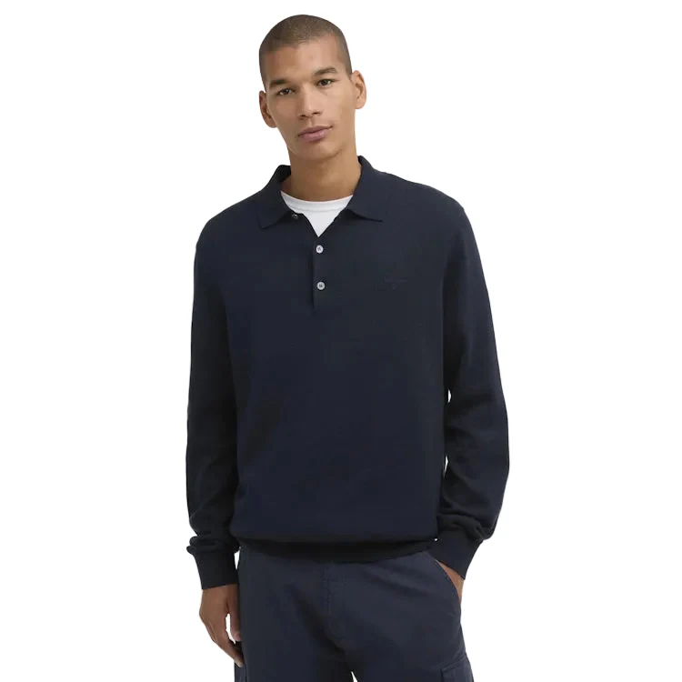 Barbour Pima Cotton Knitted Polo Shirt - Navy - Image 3