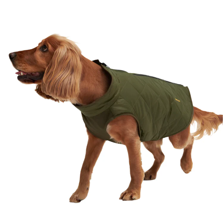 Barbour Reversible Quilt/Borg Fleece Dog Coat - Olive/Brown - Image 3