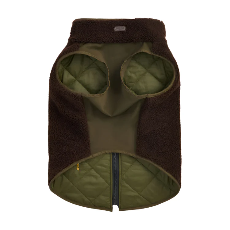 Barbour Reversible Quilt/Borg Fleece Dog Coat - Olive/Brown - Image 5