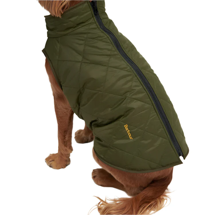 Barbour Reversible Quilt/Borg Fleece Dog Coat - Olive/Brown - Image 7