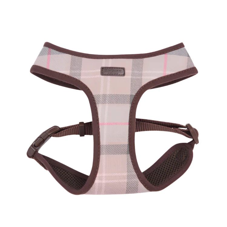 Barbour Tartan Dog Harness - Taupe/Pink Tartan - Image 2