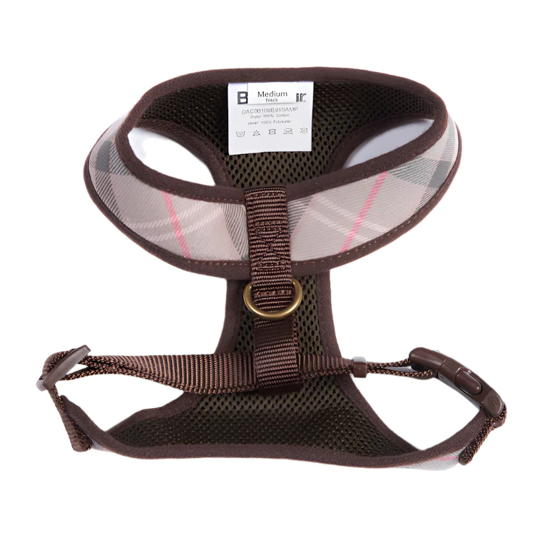 Barbour Tartan Dog Harness - Taupe/Pink Tartan - Image 3