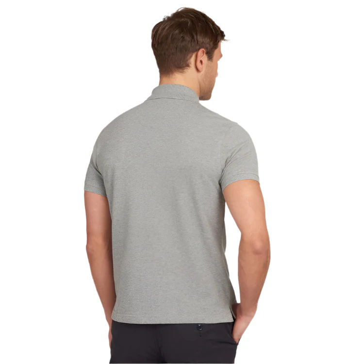Barbour Tartan Pique Polo Shirt - Grey Marl - Image 2