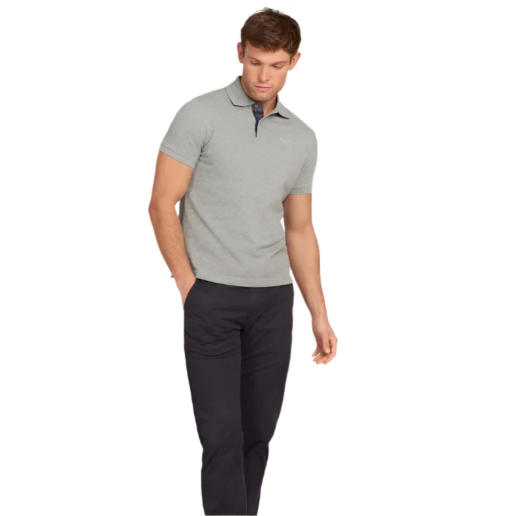 Barbour Tartan Pique Polo Shirt - Grey Marl - Image 4