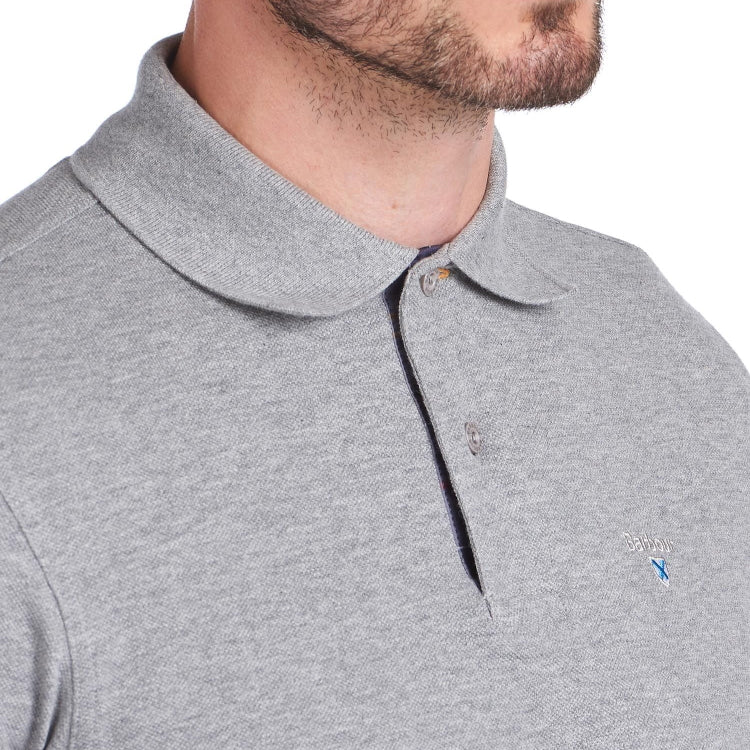 Barbour Tartan Pique Polo Shirt - Grey Marl - Image 5