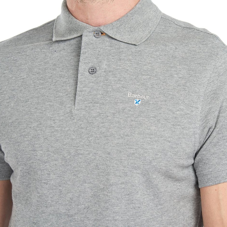 Barbour Tartan Pique Polo Shirt - Grey Marl - Image 6