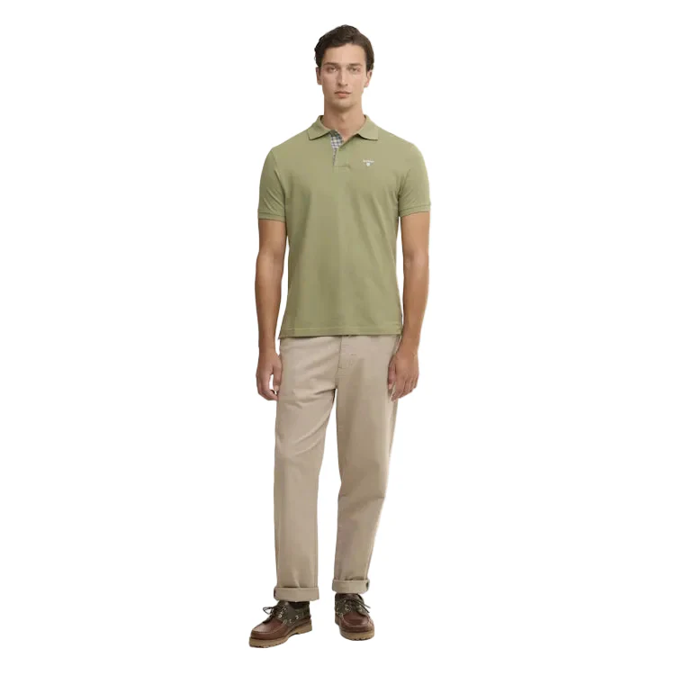 Barbour Tartan Pique Polo Shirt - Laurel Green - Image 4