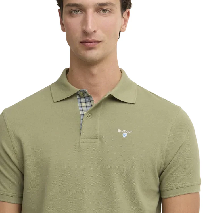 Barbour Tartan Pique Polo Shirt - Laurel Green - Image 5