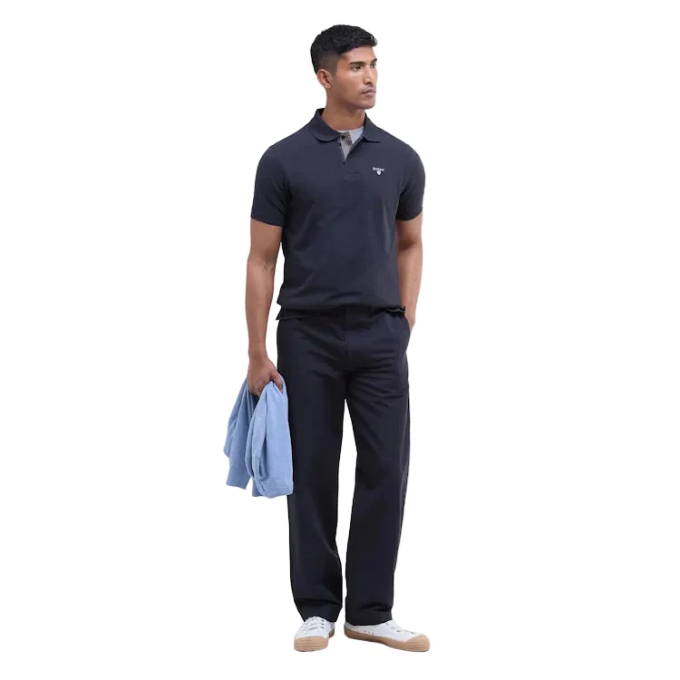Barbour Tartan Pique Polo Shirt - Navy/Dress - Image 4