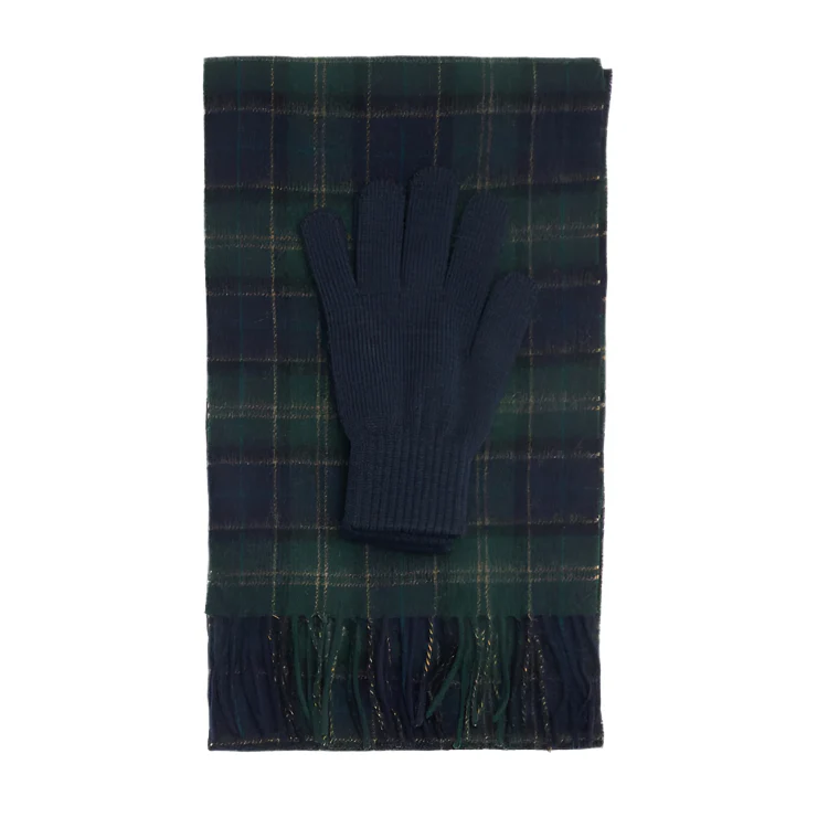 Barbour Tartan Scarf and Glove Gift Set - Green Loch Tartan - Image 2