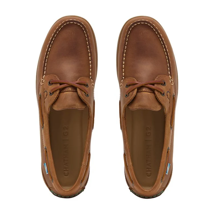 Chatham Deck Buton G2 Premium Leather Boat Shoes - Walnut - Image 4