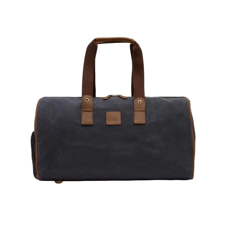 Chatham Waxed Canvas Duffel Bag - Navy/Brown - Image 2