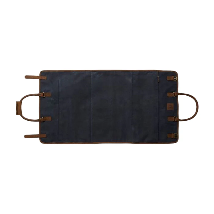 Chatham Waxed Canvas Duffel Bag - Navy/Brown - Image 3