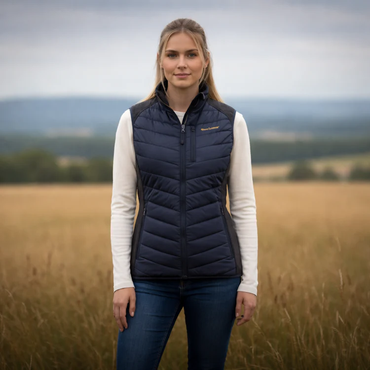 Deerhunter Ladies Caroline Padded Waistcoat - Dark Blue - Image 3