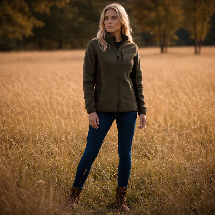 Deerhunter Ladies Pam Bonded Fleece Jacket - Graphite Green Melange - Image 3