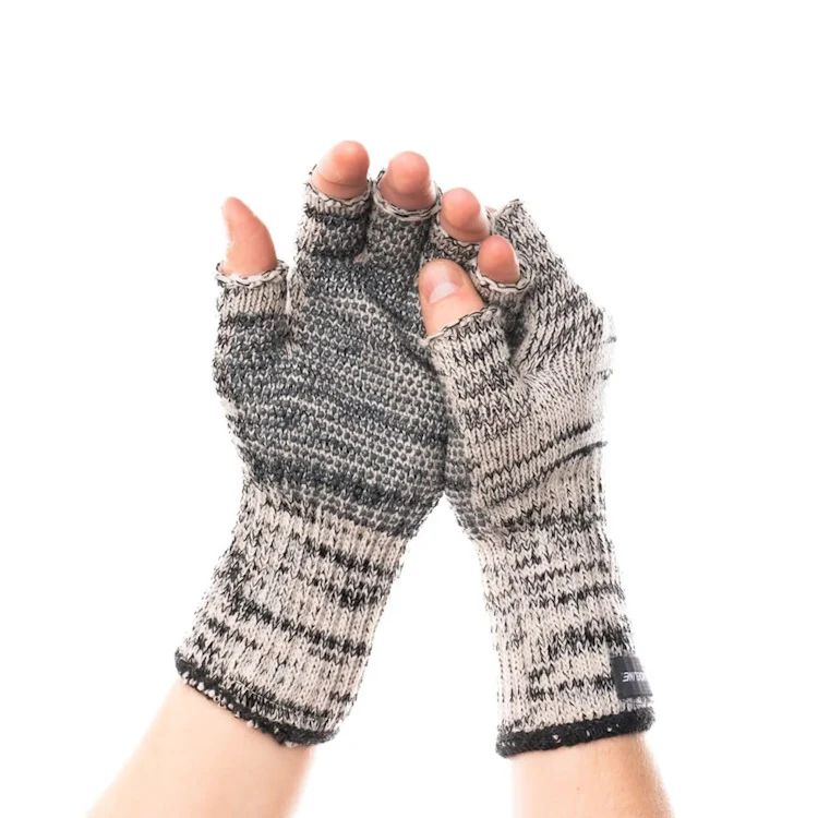 Guideline Wool Fingerless Gloves - Grey Twist - Image 2