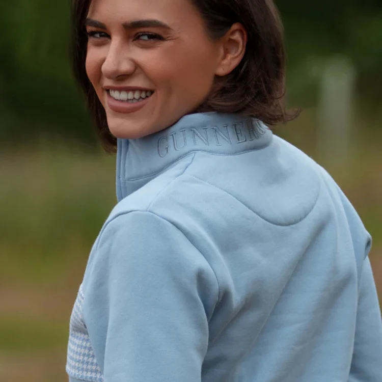 Gunner and Hound Ladies Houndstooth 1/4 Zip Sweater - Baby Blue - Image 5