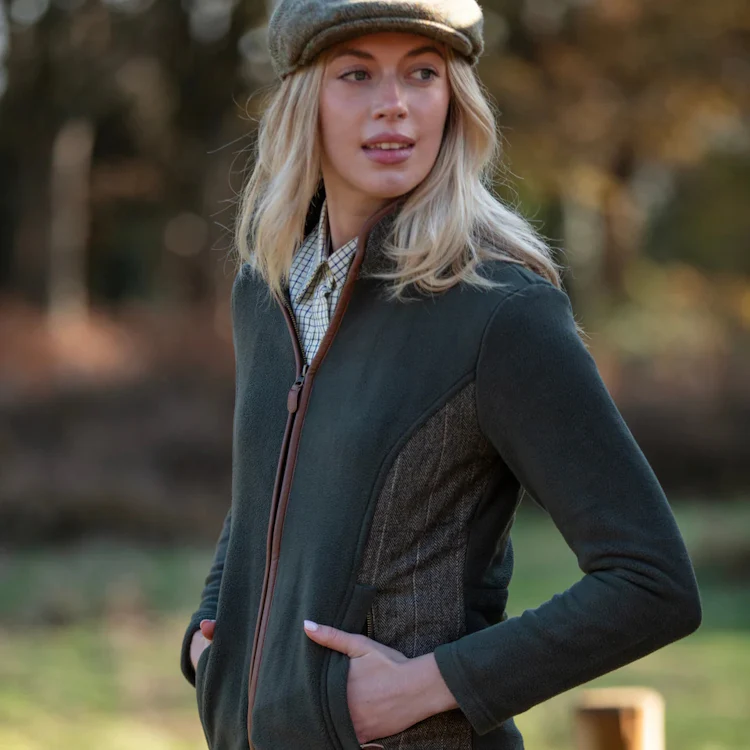 Gunner and Hound Ladies Long-Sleeved Tweed Fleece - Forest Green - Image 3