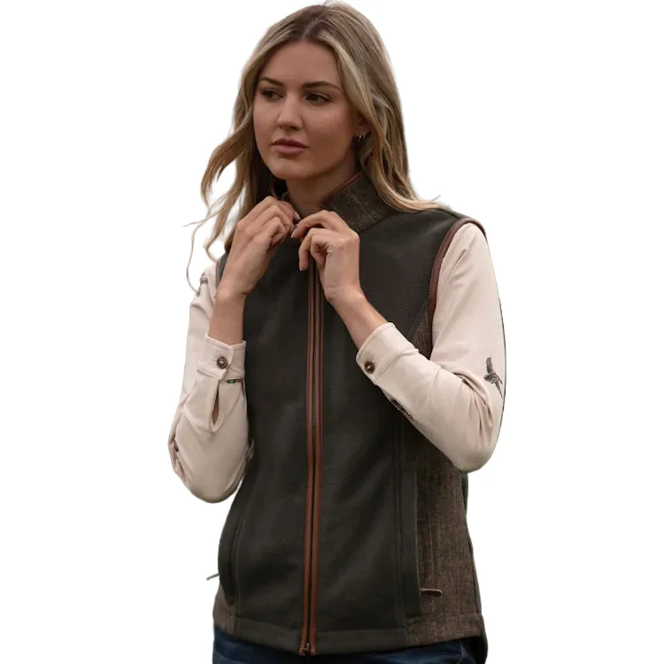 Gunner and Hound Ladies Tweed Incorporated Gilet - Forest Green