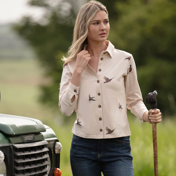Gunner and Hound Ladies Wildfowl Country Shirt - Pheasant & Duck - Image 3