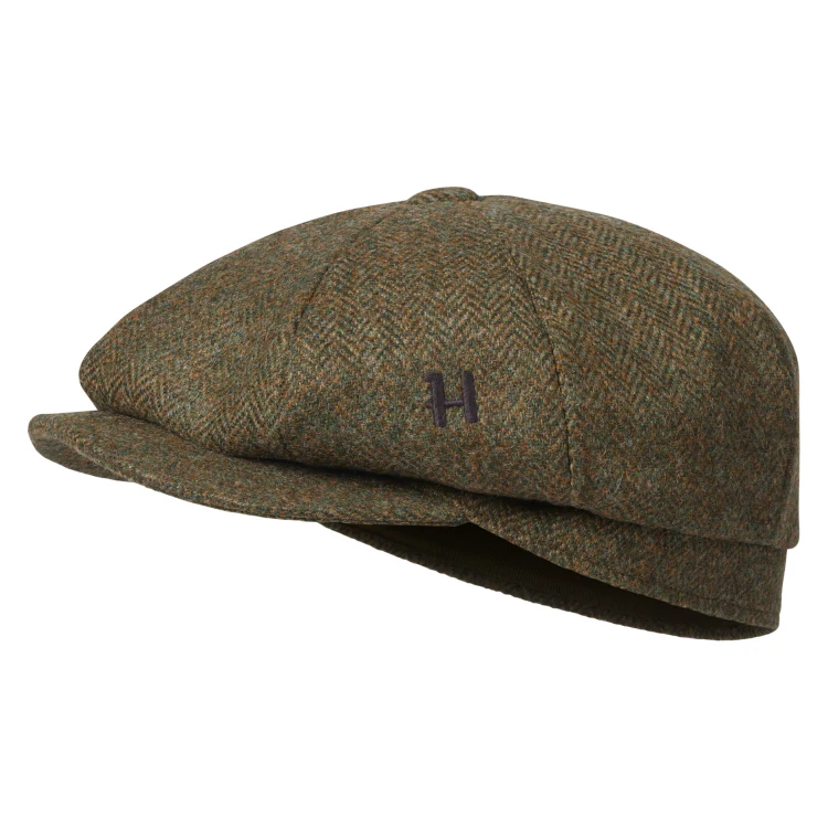 Harkila Kenmore Classic Baker Boy Cap - Forest Green/Herringbone