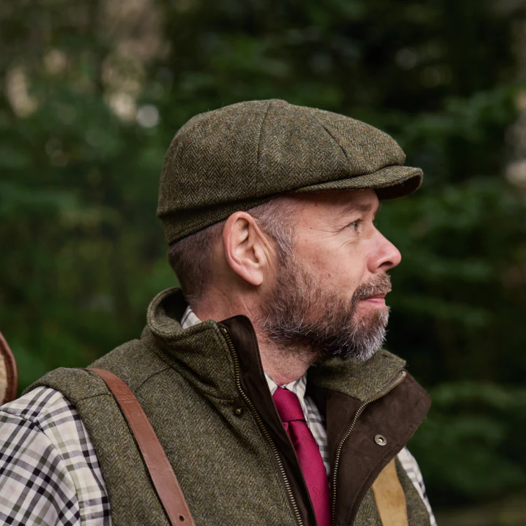 Harkila Kenmore Classic Baker Boy Cap - Forest Green/Herringbone - Image 2