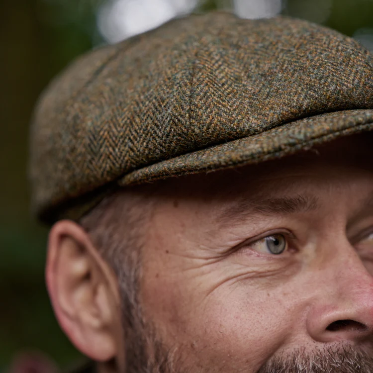 Harkila Kenmore Classic Baker Boy Cap - Forest Green/Herringbone - Image 4