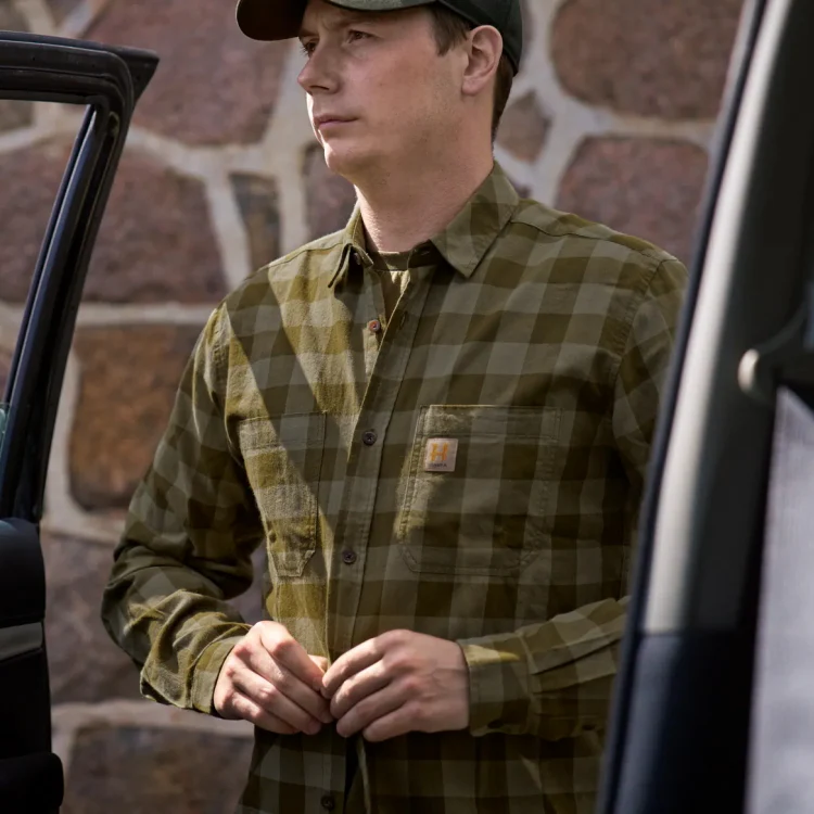 Harkila Scandinavian L/S Shirt - Dark Olive Check - Image 3
