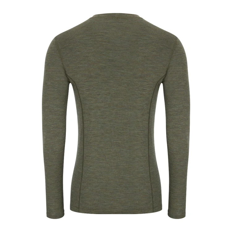 Hoggs of Fife 100% Merino Wool Crew Neck Base Layer Long Sleeve Top - Green - Image 2