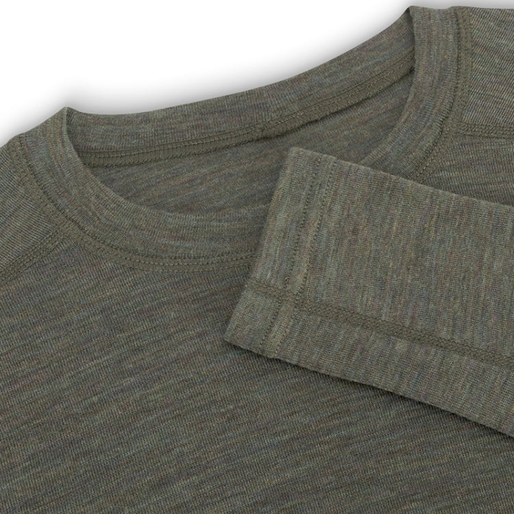 Hoggs of Fife 100% Merino Wool Crew Neck Base Layer Long Sleeve Top - Green - Image 3