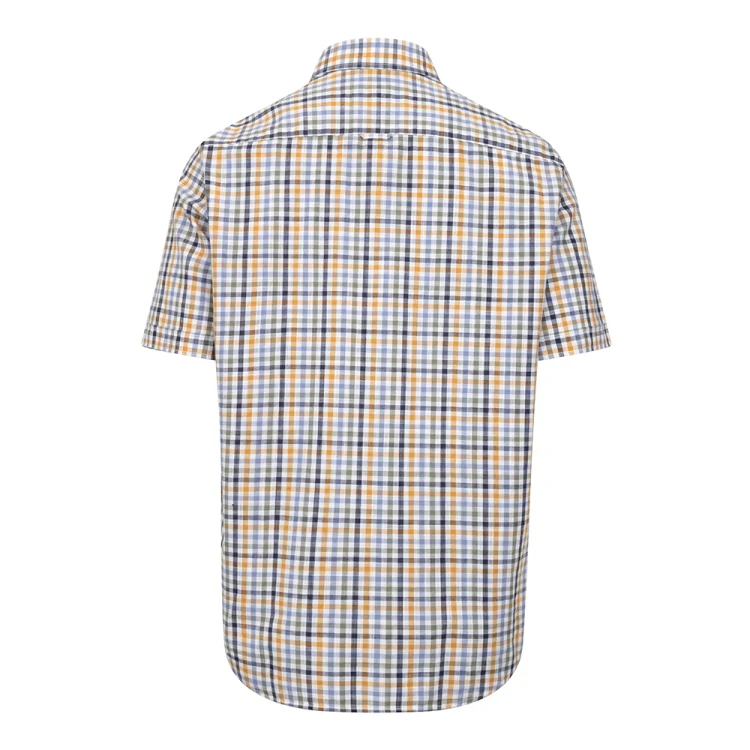Hoggs of Fife Aberdour Short Sleeve Checked Shirt - Blue/Basil/Gold - Image 2
