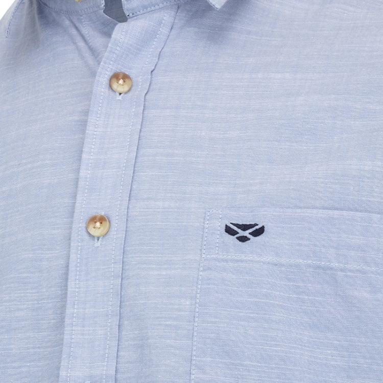 Hoggs of Fife Aberdour Short Sleeve Shirt - Plain Blue - Image 2