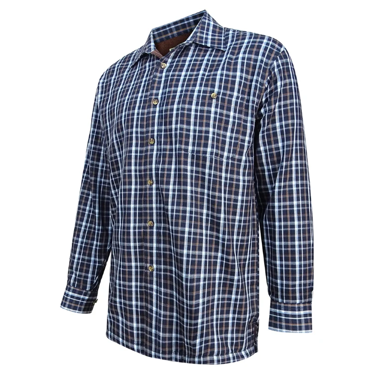 Hoggs of Fife Bark Micro Fleece Lined Shirt - Navy/Brown Check - Image 3