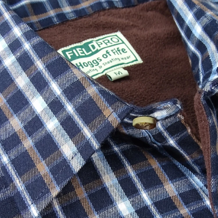 Hoggs of Fife Bark Micro Fleece Lined Shirt - Navy/Brown Check - Image 5