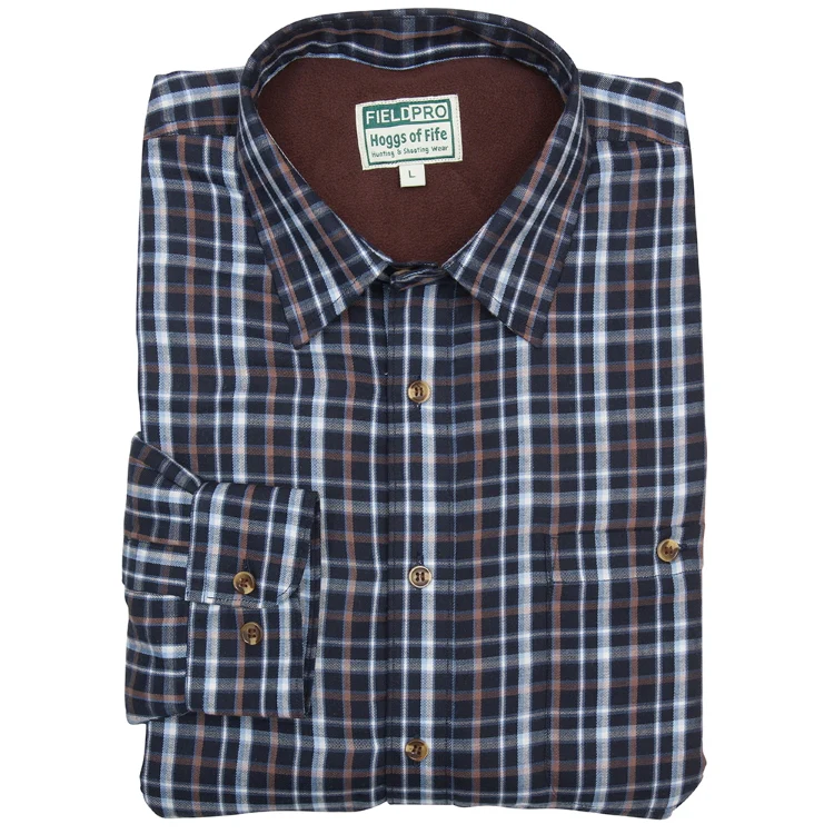 Hoggs of Fife Bark Micro Fleece Lined Shirt - Navy/Brown Check - Image 6