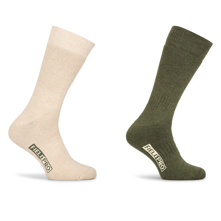 Hoggs of Fife Field Pro Thermal Socks Twin Pack - Olive/Oatmeal - Image 2