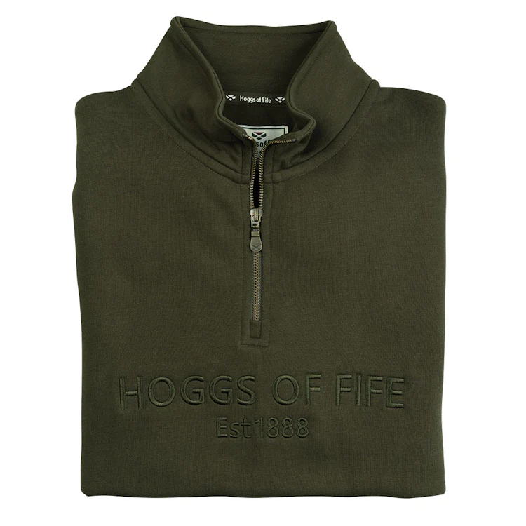 Hoggs of Fife Galloway 1888 Plain 1/4 Zip Sweatshirt - Forest - Image 2