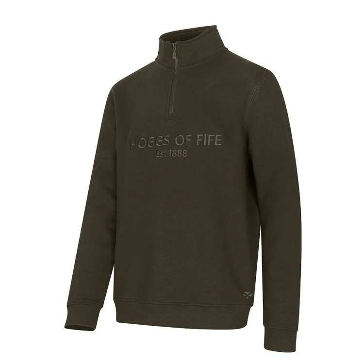 Hoggs of Fife Galloway 1888 Plain 1/4 Zip Sweatshirt - Forest - Image 3