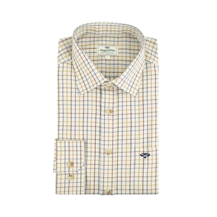 Hoggs of Fife Inverness Cotton Tattersall Shirt - Brown/Gold/Navy - Image 3