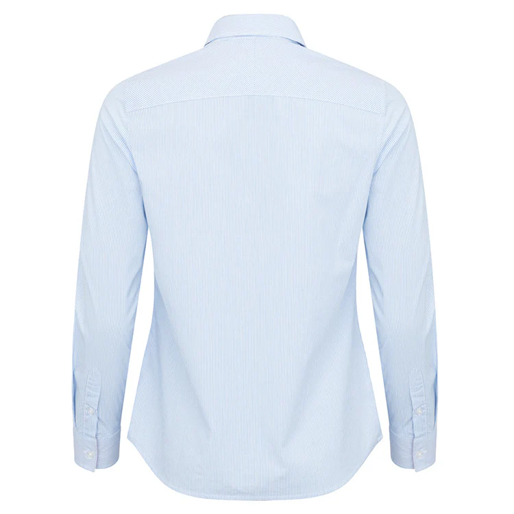 Hoggs of Fife Ladies Ingliston Stretch Stripe Shirt - Blue/White - Image 2