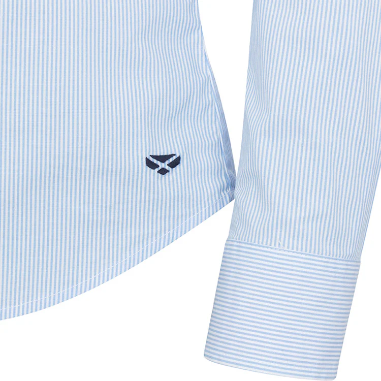 Hoggs of Fife Ladies Ingliston Stretch Stripe Shirt - Blue/White - Image 3