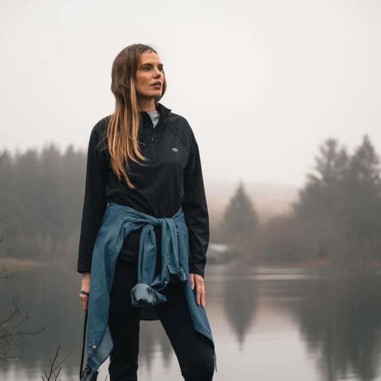 Hoggs of Fife Ladies Skye Active 1/4 Zip Top - Black - Image 2