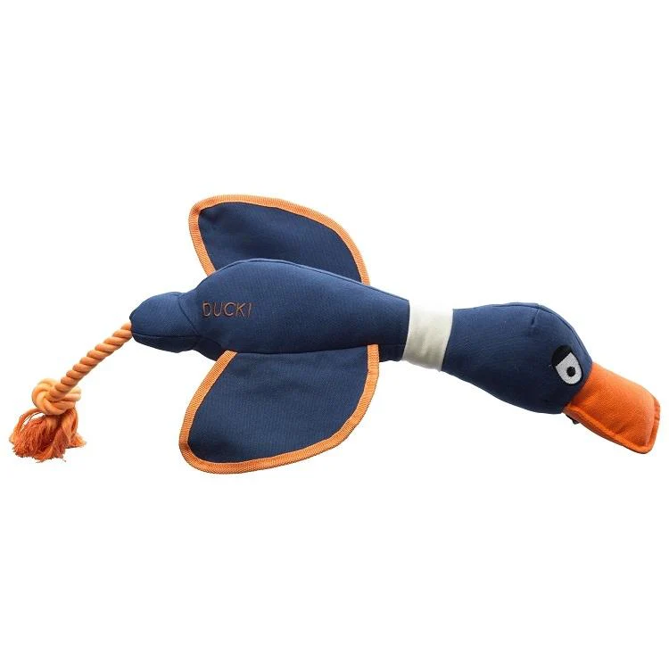 House of Paws Duck Canvas Thrower Dog Toy - Navy