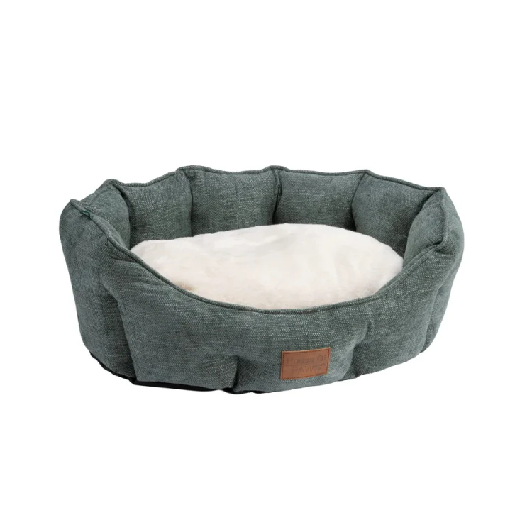House of Paws Green Chenille Oval Nesting Dog Bed - Image 2