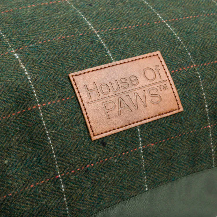 House of Paws Green Tweed Cushion Dog Bed - Image 3
