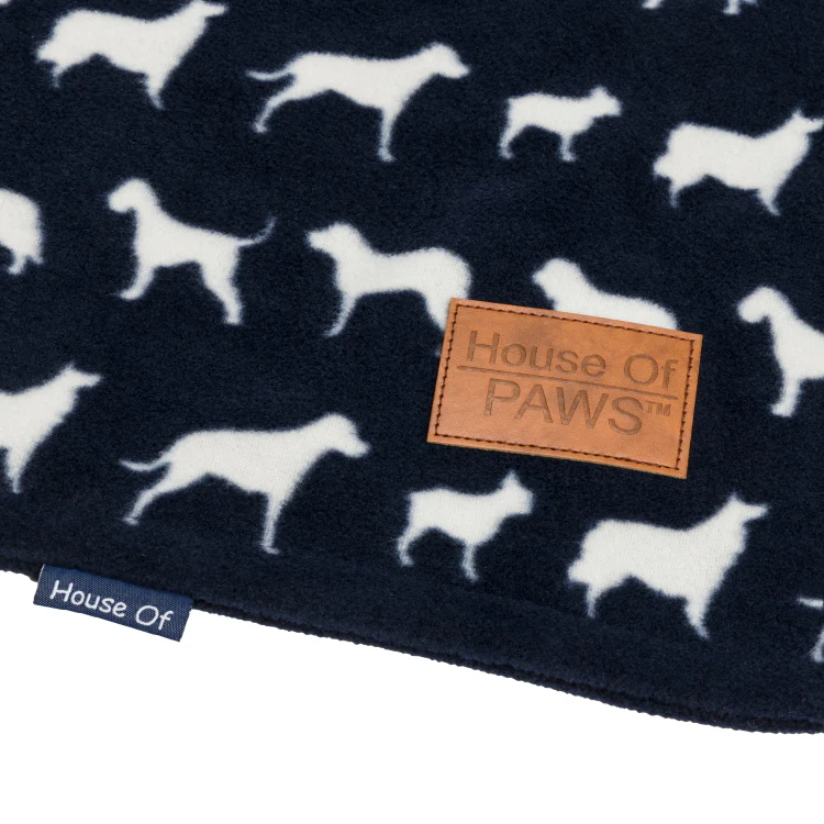 House of Paws Navy Dog Fleece Dog Blanket - Image 2