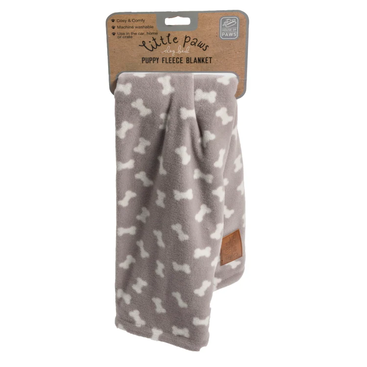 House of Paws Puppy Grey Bone Fleece Blanket - Image 3