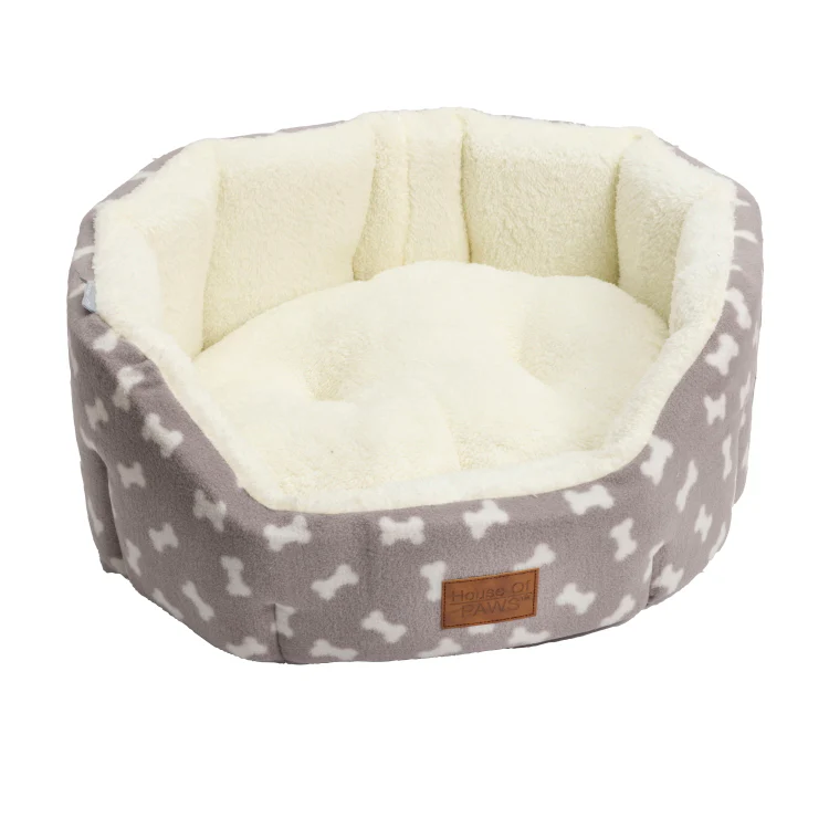 House of Paws Puppy Grey Fleece Oval Snuggle Bed - Image 2