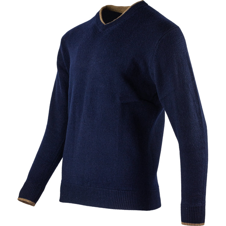 Jack Pyke Ashcombe V Neck 100% Lambswool Sweater - Navy - Image 4