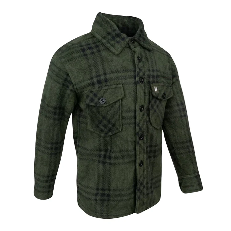 Jack Pyke Junior Polar Fleece Shirt - Green Check - Image 2